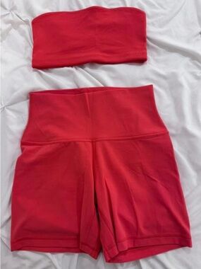 Aritzia matching set - Bandeau Top and High-Waist Bike Shorts 5”